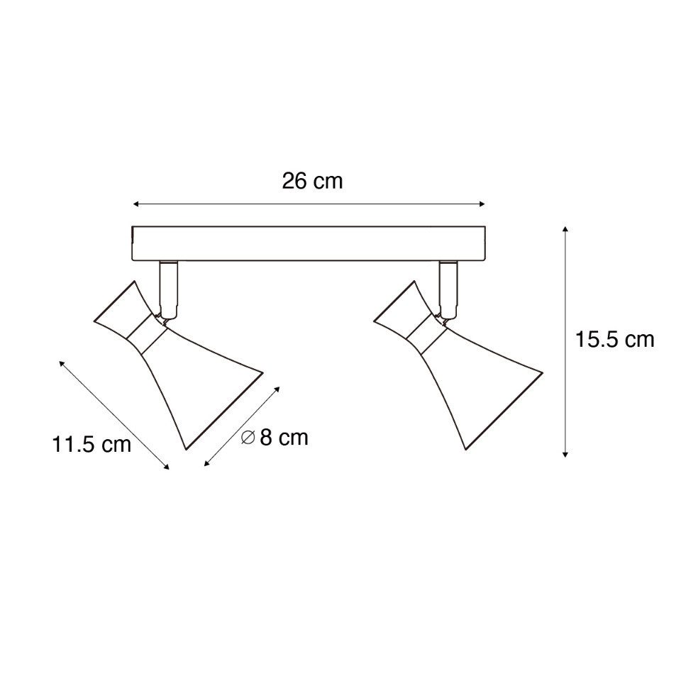 Qazqa LED Aufbaustrahler Triangle, ohne Leuchtmittel, GU10, Schwarz, Modern, Metall, 2-flammig