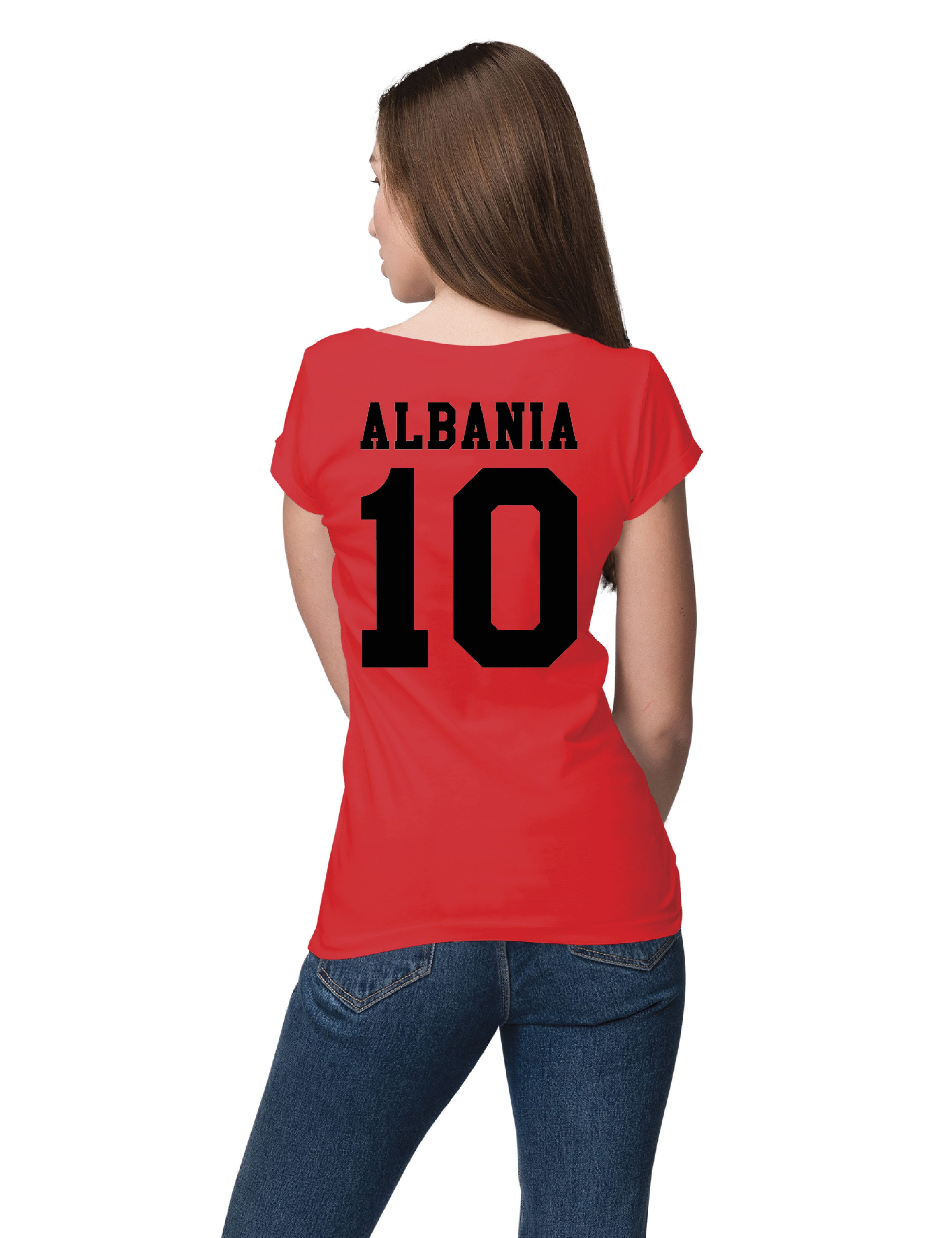 Youth Designz Print-Shirt "Albania" Damen T-Shirt mit Fußball Print Geschenk Statement Frauen mit stylischen Aufdruck für Frauen