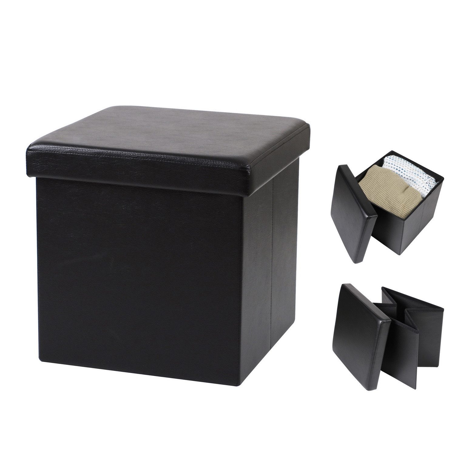 Urban Living Кубик для сиденья faltbarer Stitzhocker mit Stauraum Aufbewahrungsbox Lager-Box, abnehmbare Sitzfläche, schön designt in Lederoptik
