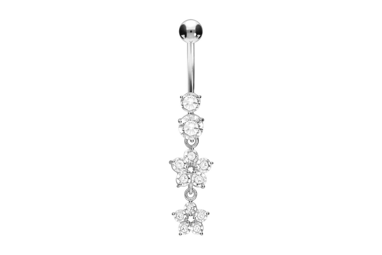 PIERCINGLINE Bauchnabelpiercing Chirurgenstahl Bananabell 2 KRISTALLBLUMEN günstig online kaufen