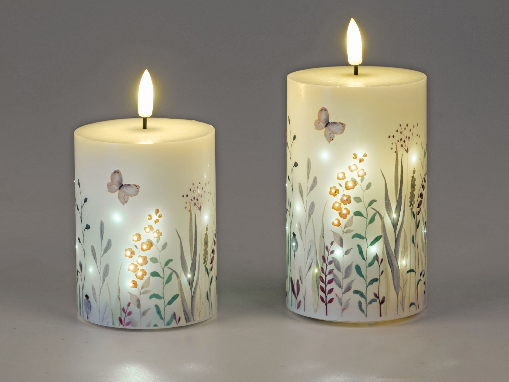 formano LED-Kerze Blumenwiese, mit Timerfunktion, Weiß, Blumenwiese, H: 10cm