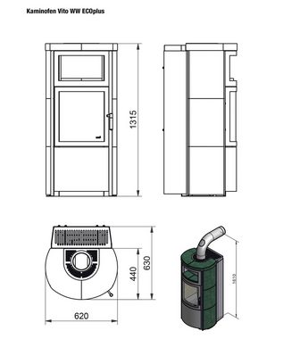 HARK Kaminofen Vito WW GT ECOplus 14,2 KW, 4,2 kW, Dauerbrand, creme