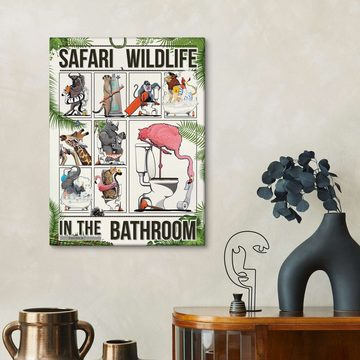 Posterlounge Leinwandbild Wyatt9, Safaritiere im Badezimmer II, Jungenzimmer Illustration