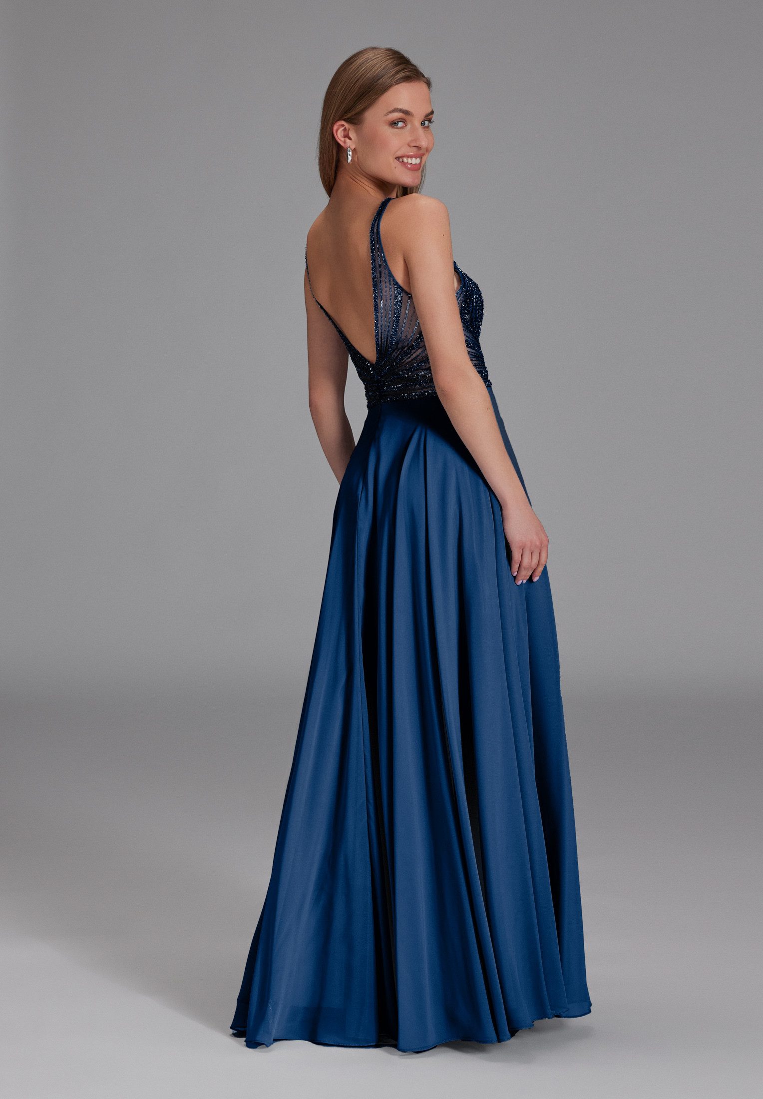 Hey Kyla Abendkleid Langes Chiffon-Abendkleid mit Stickerei Taillierter Sch günstig online kaufen