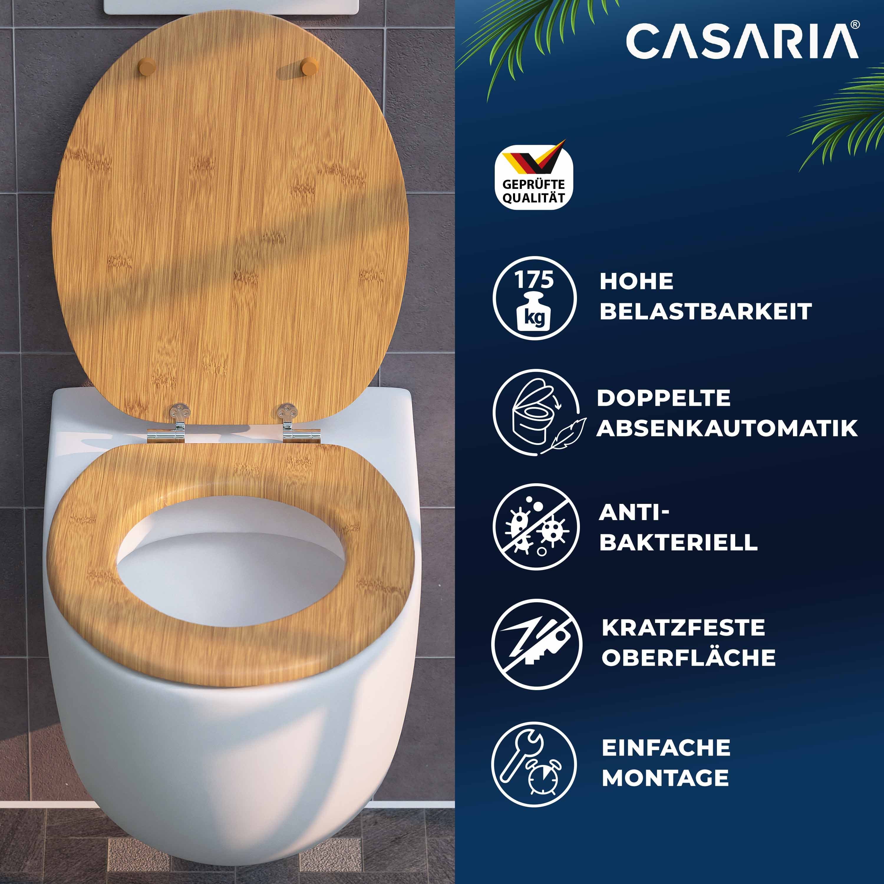 Casaria WC-Sitz, Doppelte Absenkautomatik MDF Holz hygienisch Toilettensitz Klobrille