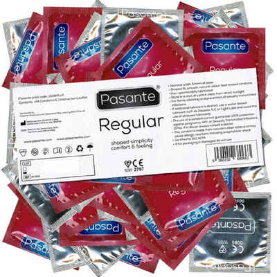 Pasante Kondome Regular (Kondome mit besonders großem Kopfteil) Packung mit, 144 St., anatomische Kondome, Standardkondome mit Comfort-Form, mehr Freiraum für IHN