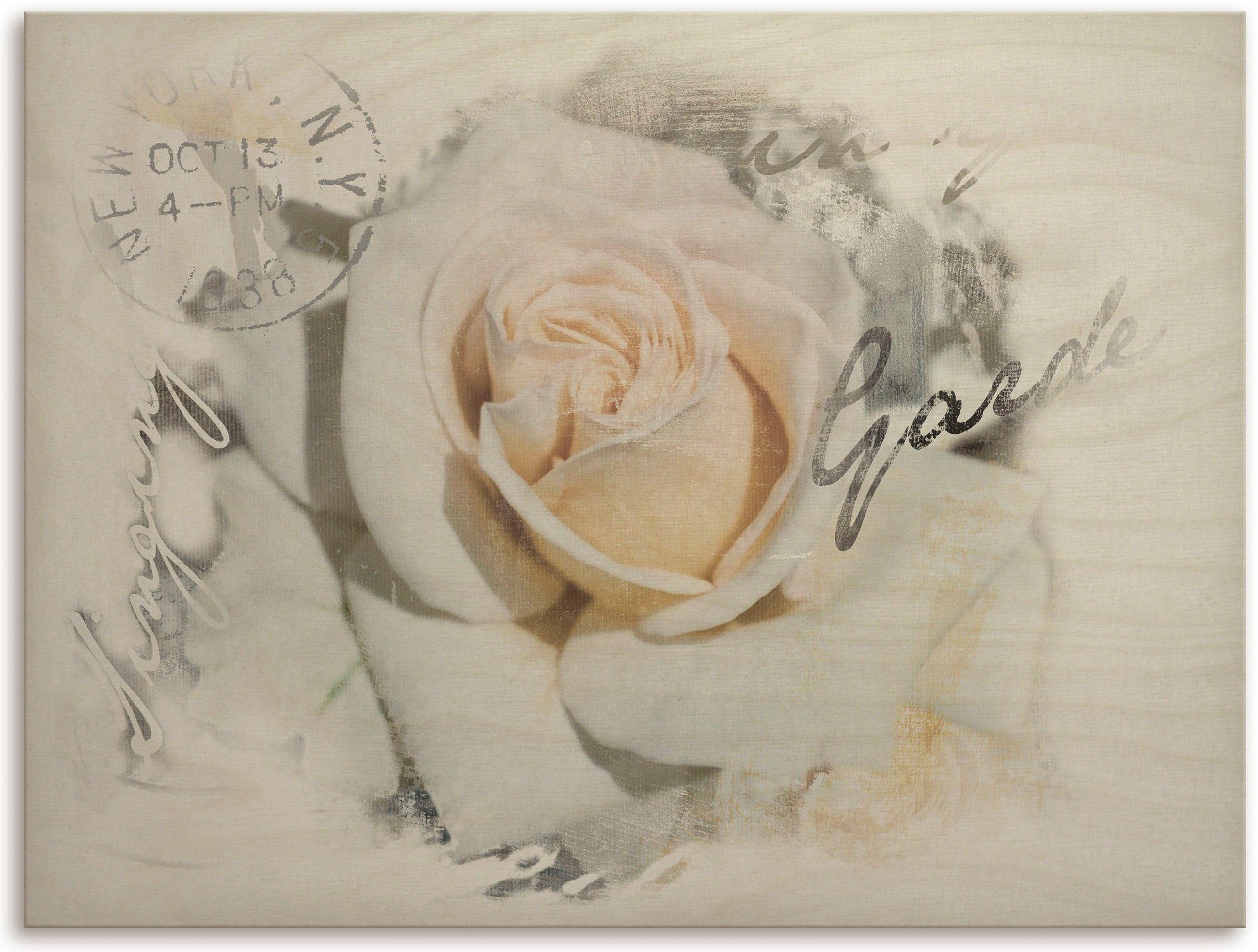 In - Blumenbilder Holzbild Artland Rose, Buchstaben St) (1