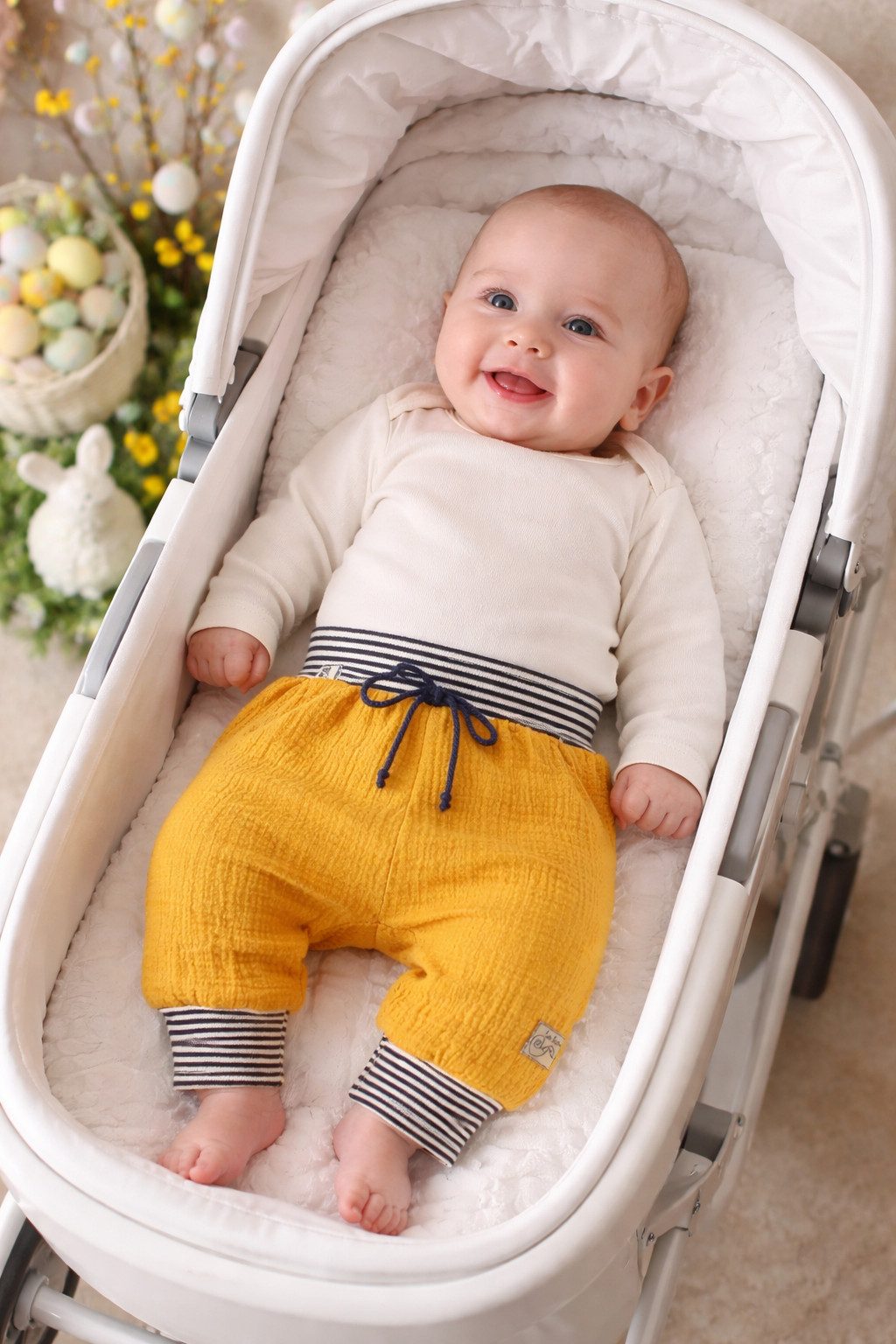 La Bortini Schlupfhose Baby Hose aus Musselin Sommerhose für Neugeborene unisex (Erstlingshose für Mädchen und Jungen) luftig, weich, sommerlich, 44 46 48 50 56 62 68 74 80