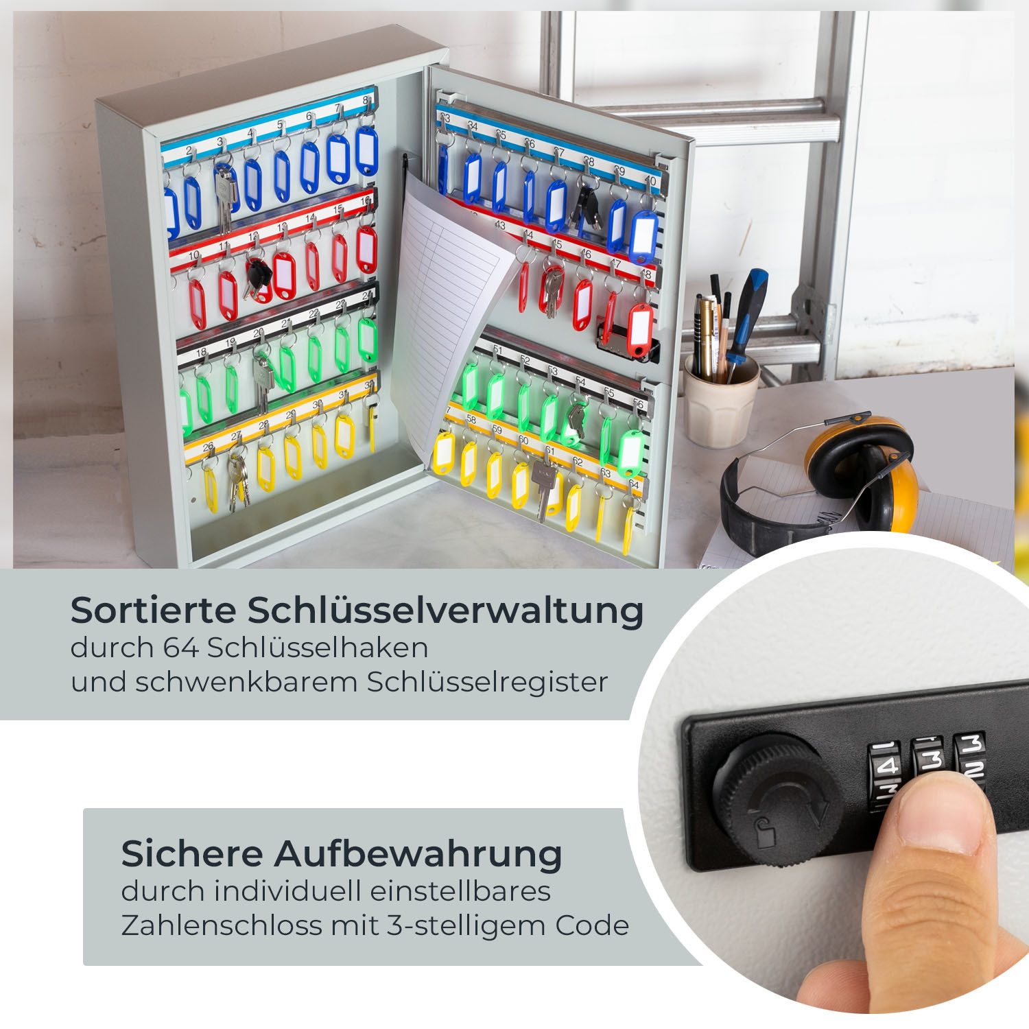 HMF Schlüsselkasten Schlüsselschrank mit Zahlencode, Schlüsselkasten mit 64 günstig online kaufen