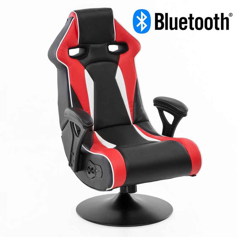 Wohnling Gaming Chair »WL8.024BT« (Soundchair Modern in Schwarz / Rot mit Bluetooth), Musiksessel mit Subwoofer, Multimediasessel
