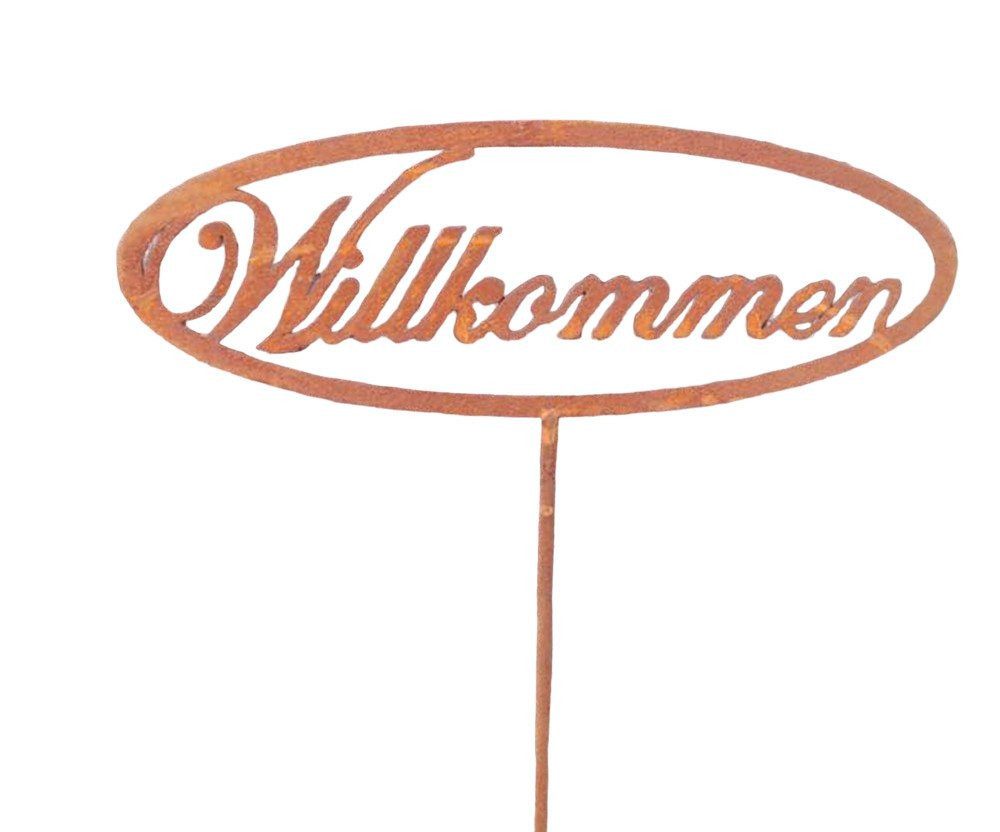 Deko-Impression Gartenstecker Gartenstab Willkommen Gruß Rankstab Eisen Rost 115 x 32 cm (1-St)