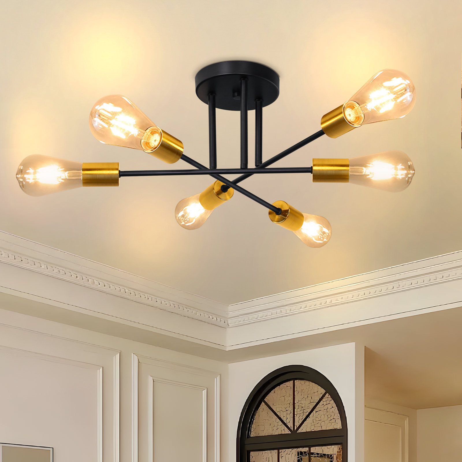 Nettlife Deckenleuchte Wohnzimmer Schwarz Gold Deckenlampe günstig online kaufen
