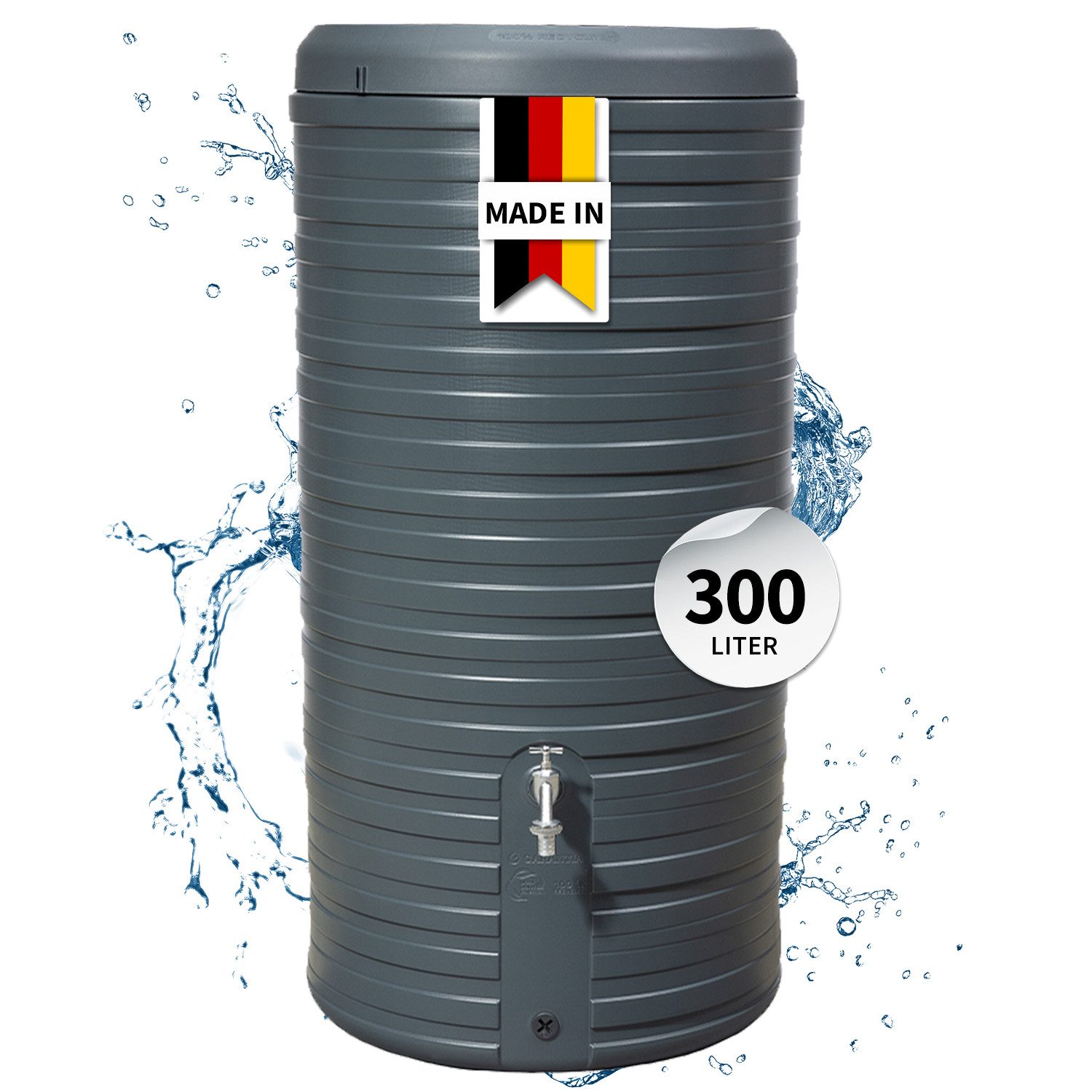 GARANTIA Regentonne NORDIC 2in1 Regenspeicher 300 Liter graphite grey inkl. Pflanzschale