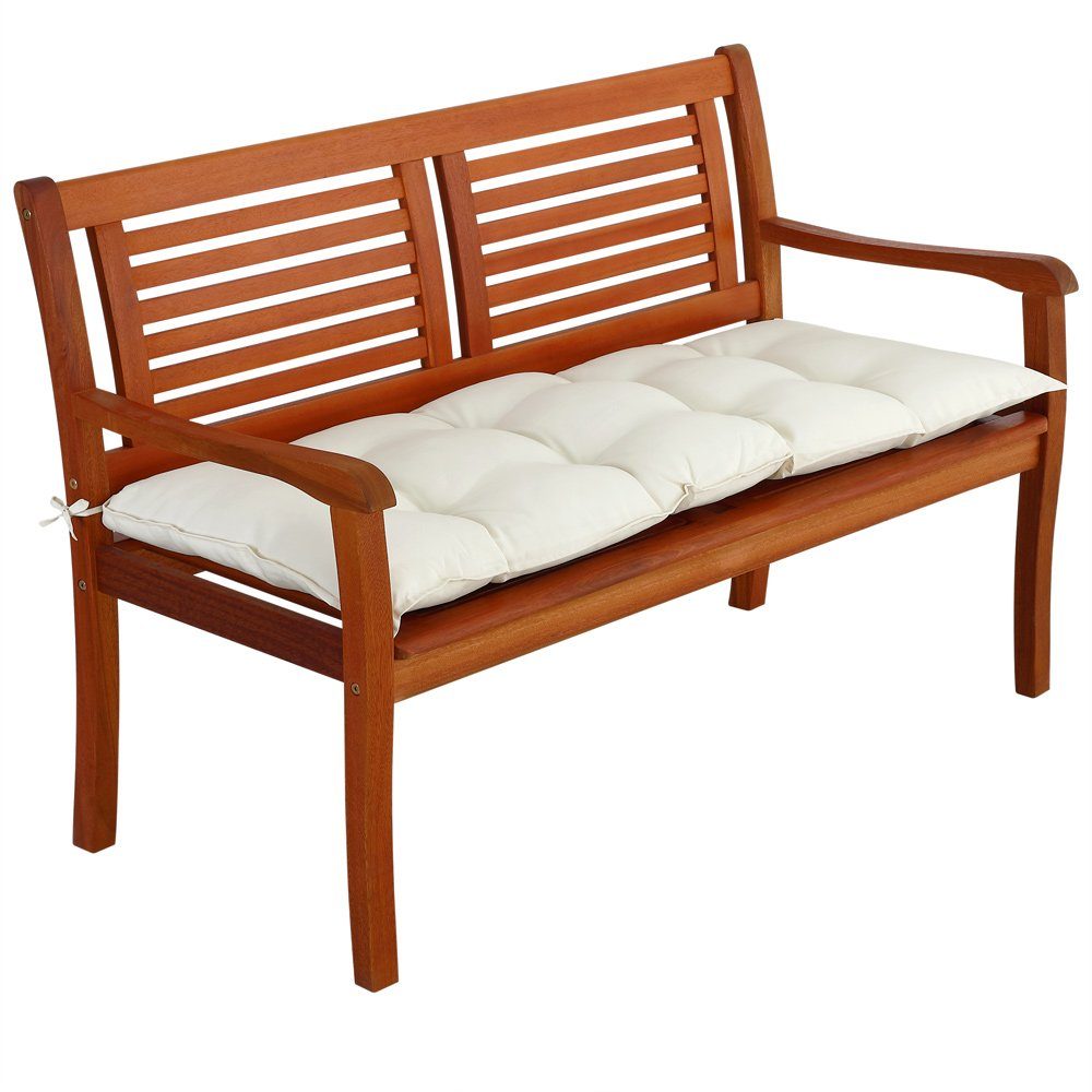 Detex Bankauflage, Sitzkissen Creme Polyester Visko-Effekt 110x45cm Gartenbank 2-Sitzer