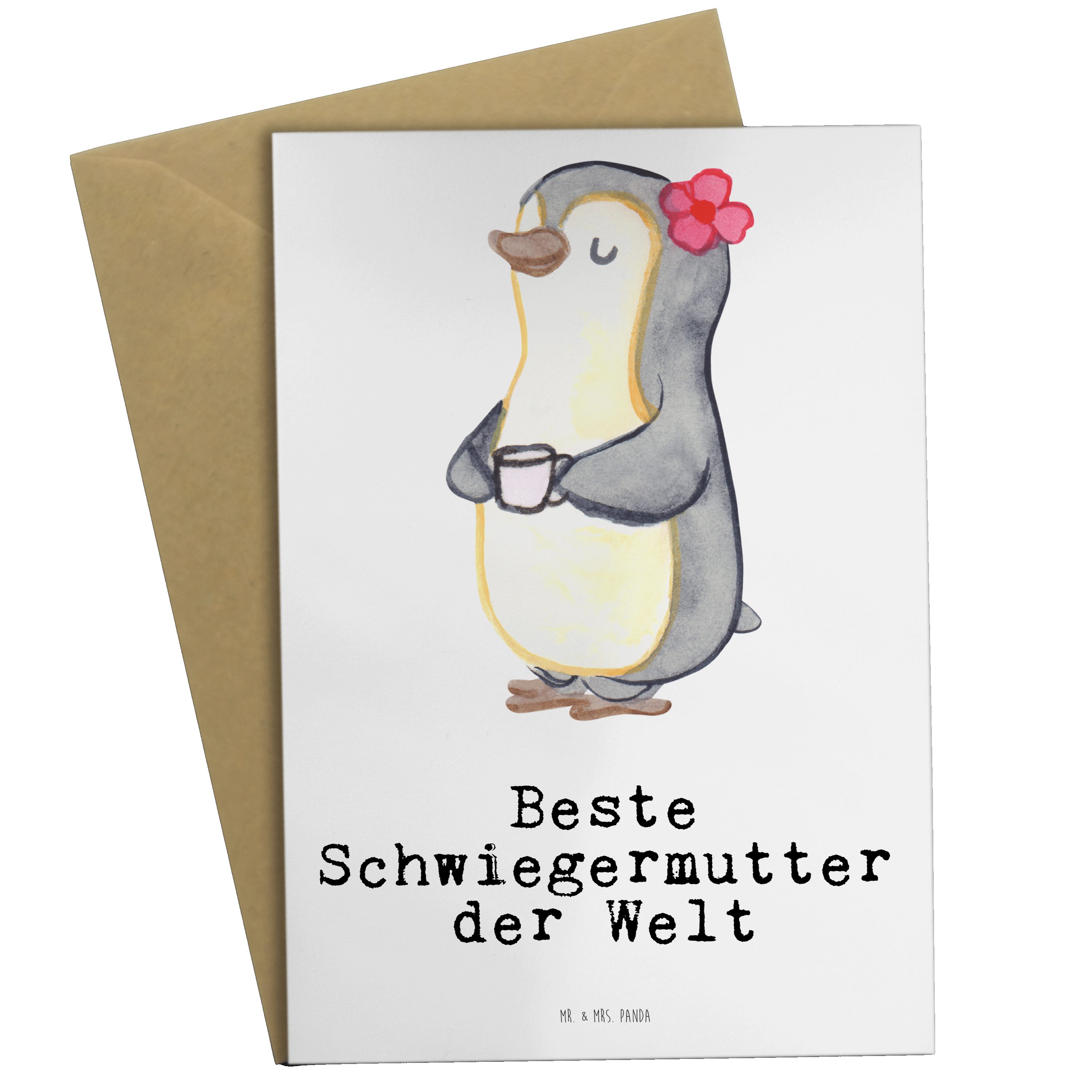Welt Weiß Geschenk, - Pinguin Schwiegermutter der Panda & Grußkarte Mr. - Beste Dankeschön Mrs.