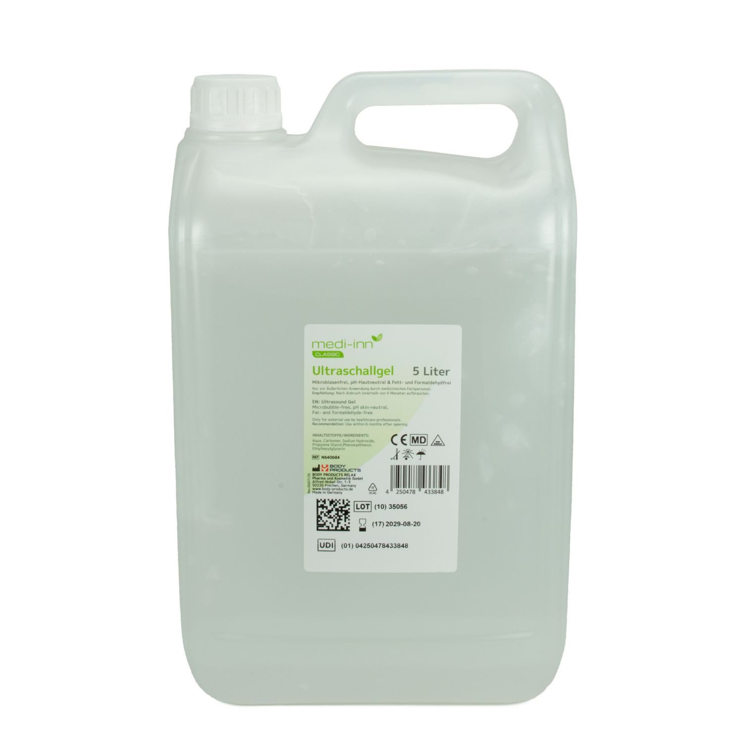 Medi-Inn CLASSIC Gleitgel Ultraschallgel transparent, Packung, 1-tlg., 1 x 5 Liter, mikroblasenfrei, fett- und formaldehydfrei