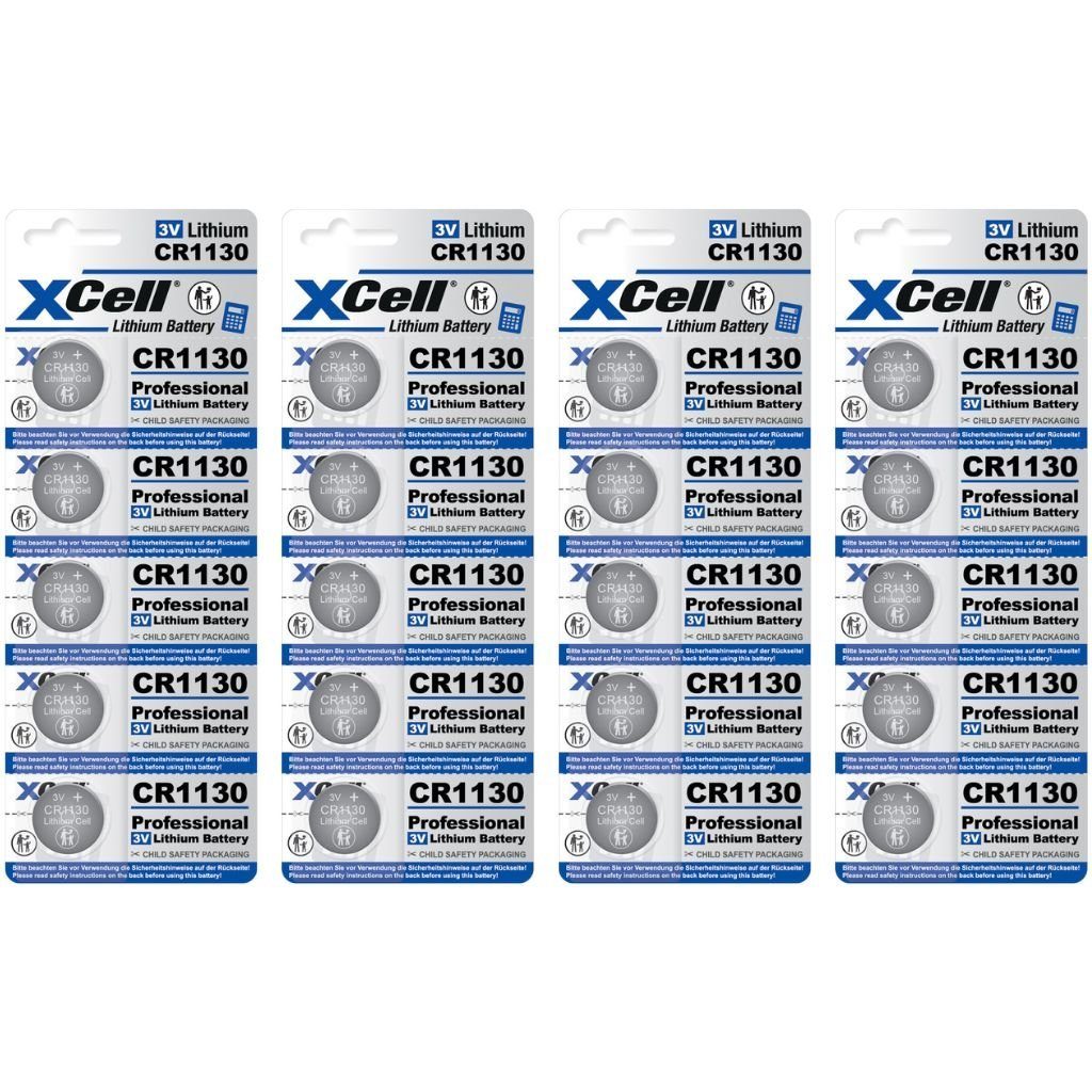 XCell 20x XCell Lithium-Knopfzelle CR1130 (4x 5er-Blister) Knopfzelle