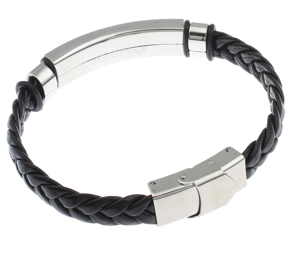 4. Bild von Limana Armband Herren Männer Damen Kunstlederarmband silber schwarz schwarzes, Kunstleder