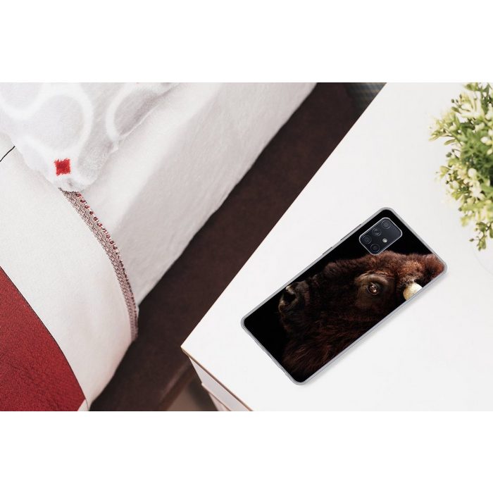MuchoWow Handyhülle Bison - Horn - Porträt Phone Case Handyhülle Samsung Galaxy A71 Silikon Schutzhülle