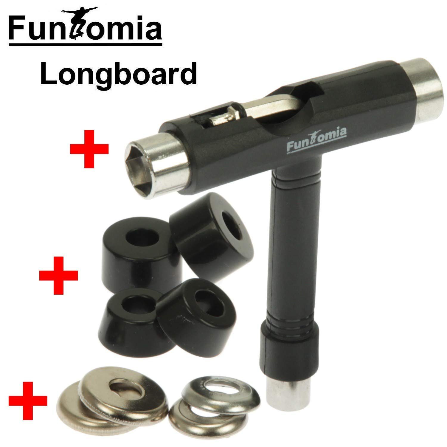 Camber Rollen Twin Tip 2 Ahornholz + Kugellager, Through Flex Skateboard / ABEC-9 - Mach1 T-Tool 25 Longboard Komplettboard Drop Speed Longboard Hawaii Camber in mit Flex - Stufen FunTomia und bis 3 84kg Cruiser LED