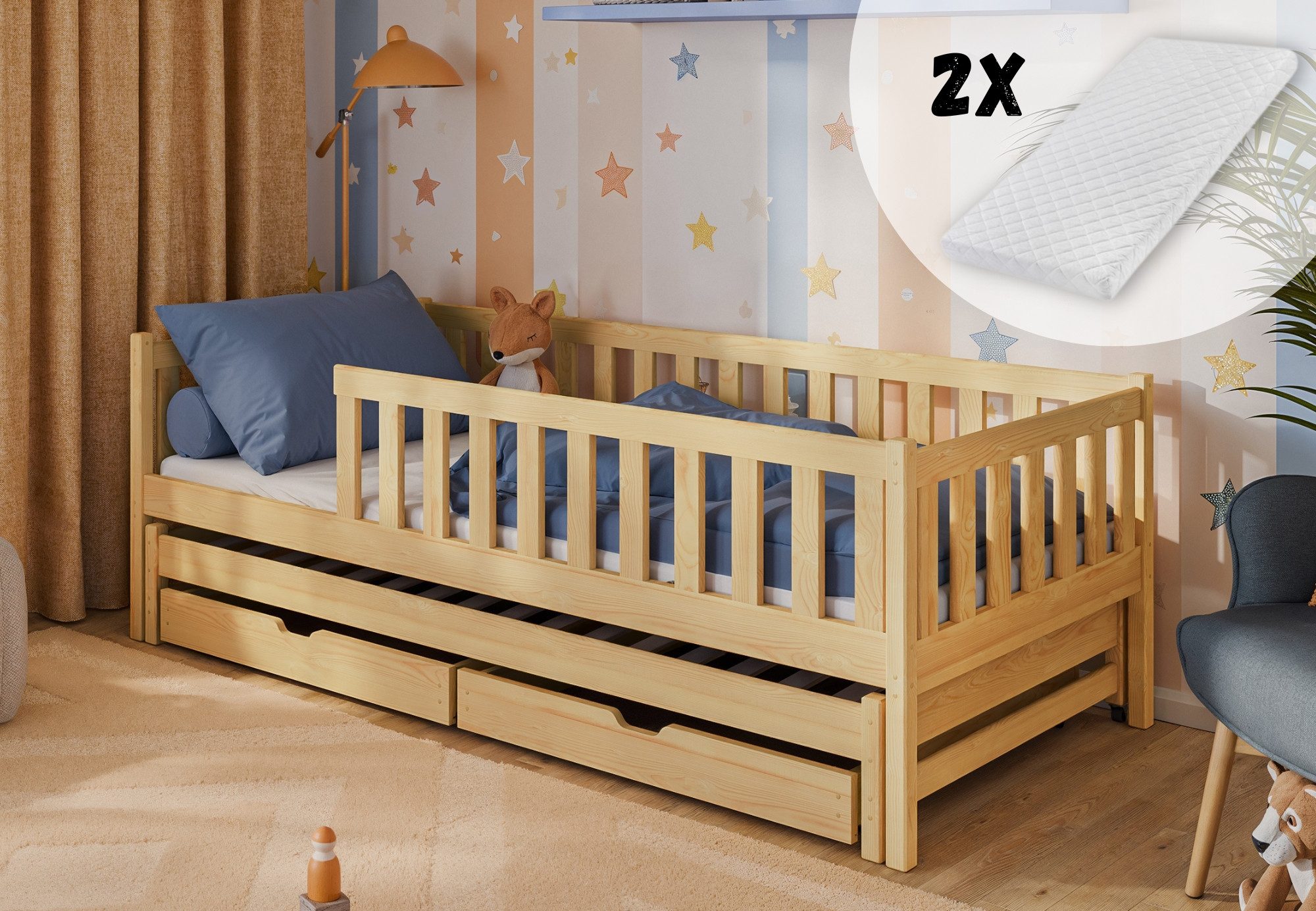 Kids Collective Kinderbett mit Rausfallschutz, Lattenrost günstig online kaufen