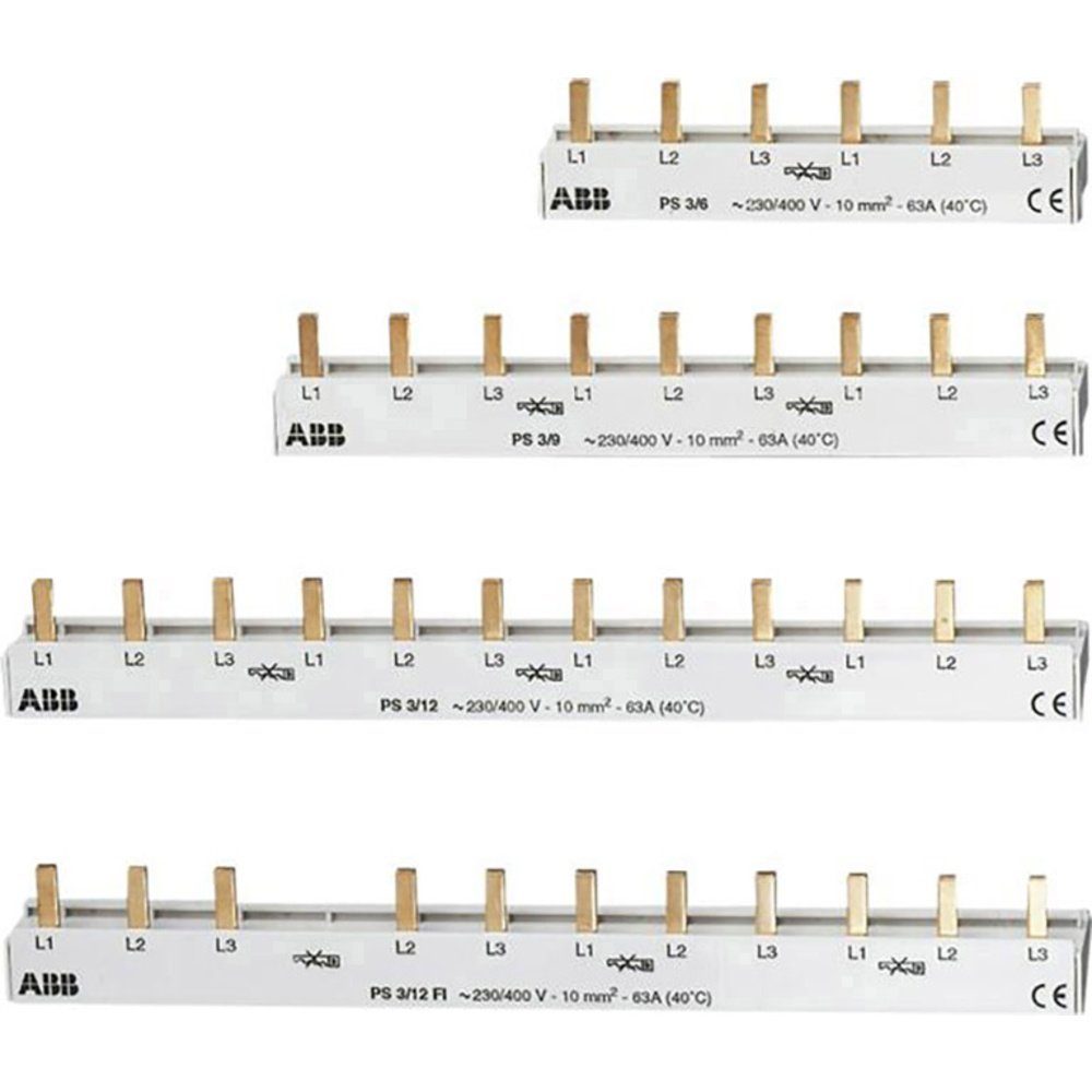 ABB Montageklemme ABB 2CDL231001R1009 Phasenschiene Anzahl Reihen 3 3polig 10 mm², B: 2.10 cm, L: 15.80 cm