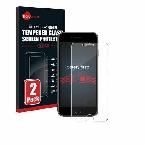 Savvies Panzerglas für Apple iPhone 8, Displayschutzglas, 2 Stück, Schutzglas Echtglas 9H Härte klar Anti-Fingerprint