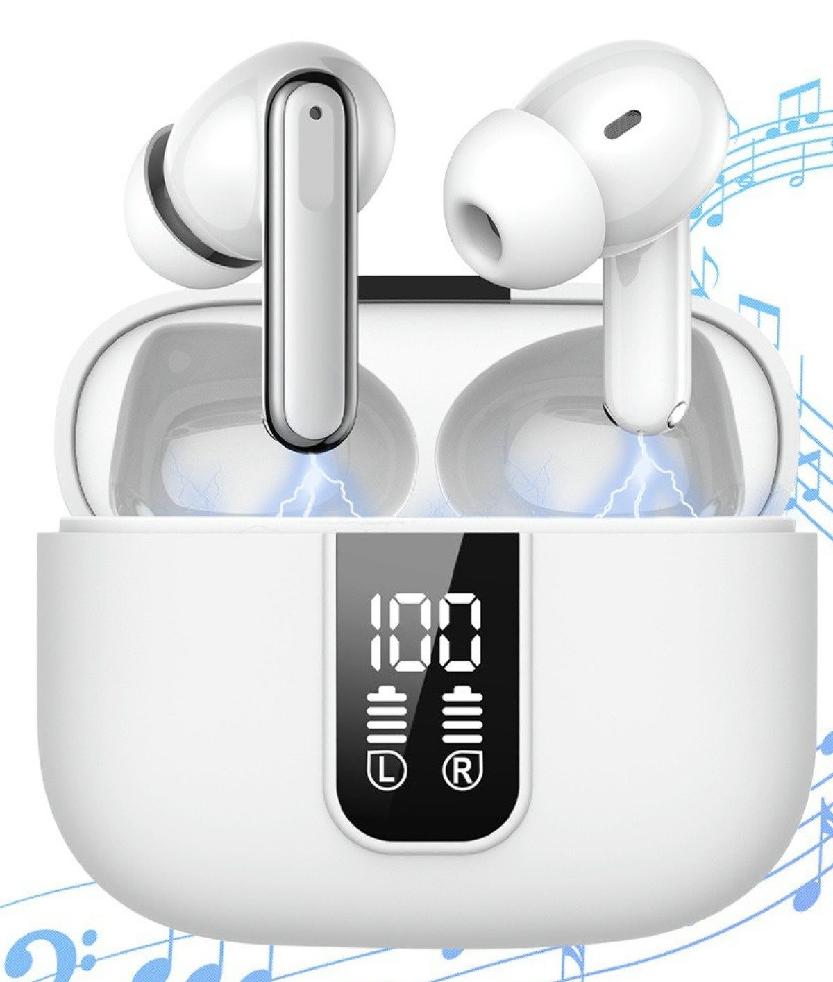 VSIUO In Ear Kopfhörer Bluetooth 5.3 Kabellos, Active Noise Cancelling(ANC) Bluetooth-Kopfhörer (ENC Lärmreduzierung,Touch Control, IPX7 Wasserdicht, Wireless Earbuds, Voice Assistant, Siri, Bluetooth, Rauschunterdrückung)