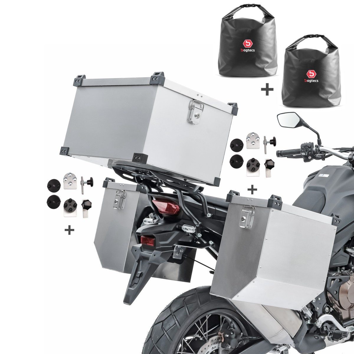 Kofferset Alukoffer A5 36-41l für Honda Crosstourer + Topcase 60l + Innentaschen