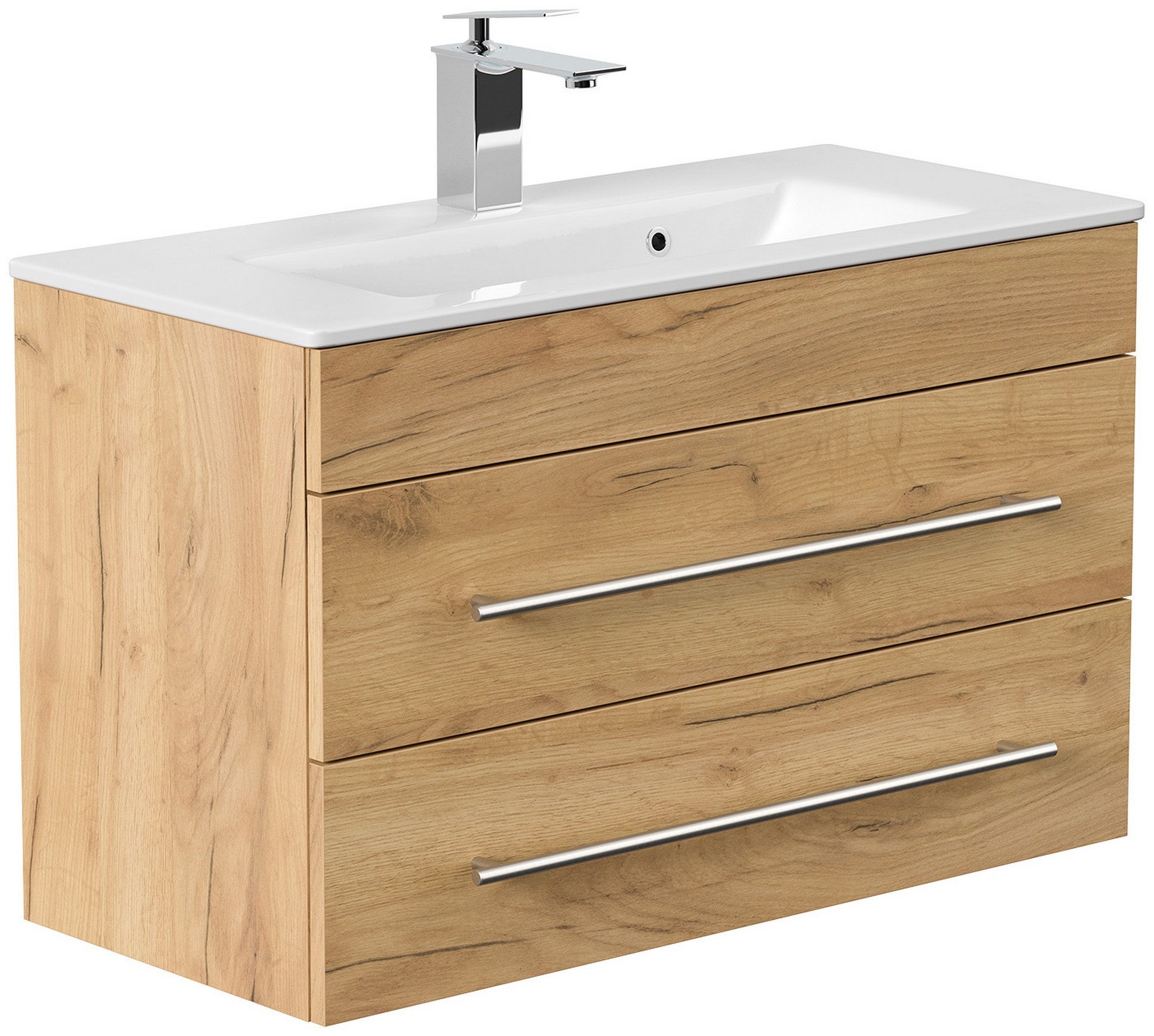 Posseik Badmöbel-Set Badmöbel Waschplatz "Portus 800 SlimLine" 80 cm Eiche Gold