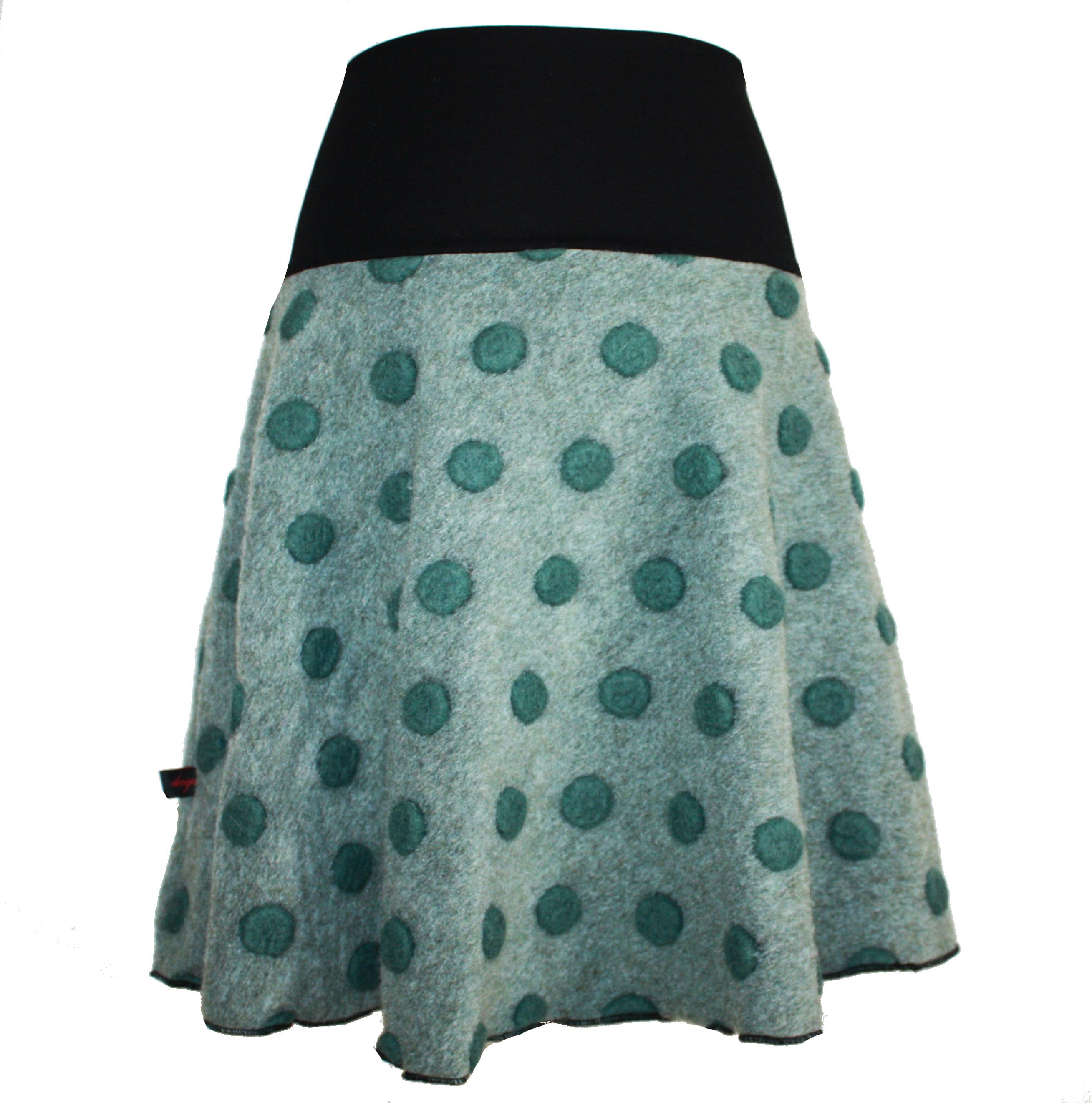 dunkle design Strickrock Wolle gewalkt Petrol Dots Elastischer Bund