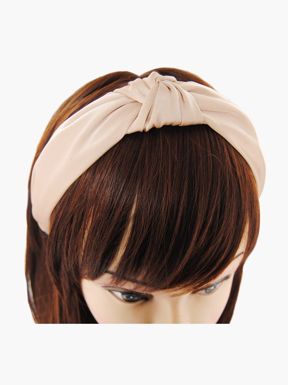 axy Haarreif Breiter Haarreif mit Damen Knoten Haarband Taupe Haareifen bezogen, Vintage Satin und