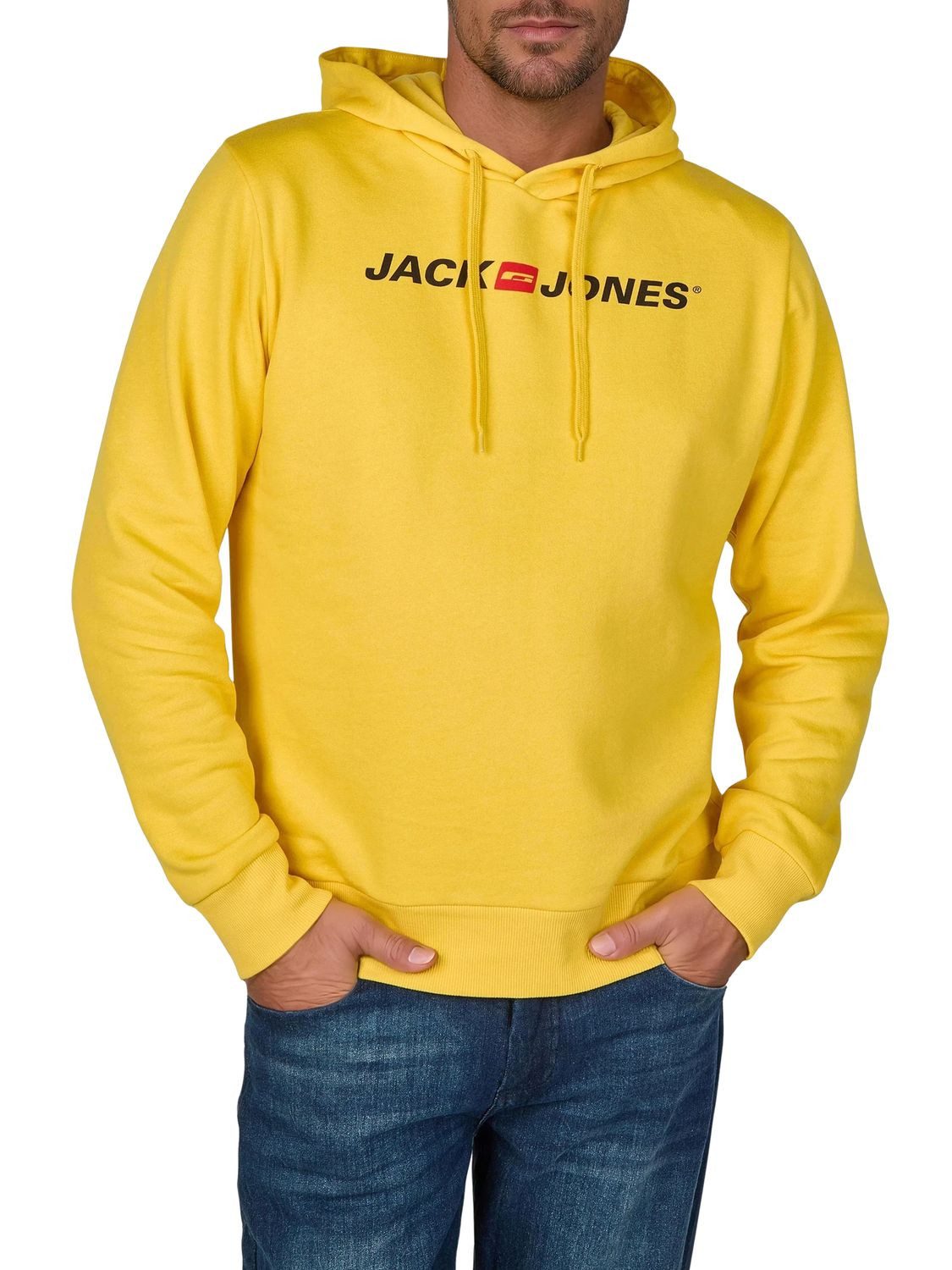 Jack & Jones Hoodie Herren Sweatshirt JJMORTY Regular Fit Kapuzenpullover mit Logoprint