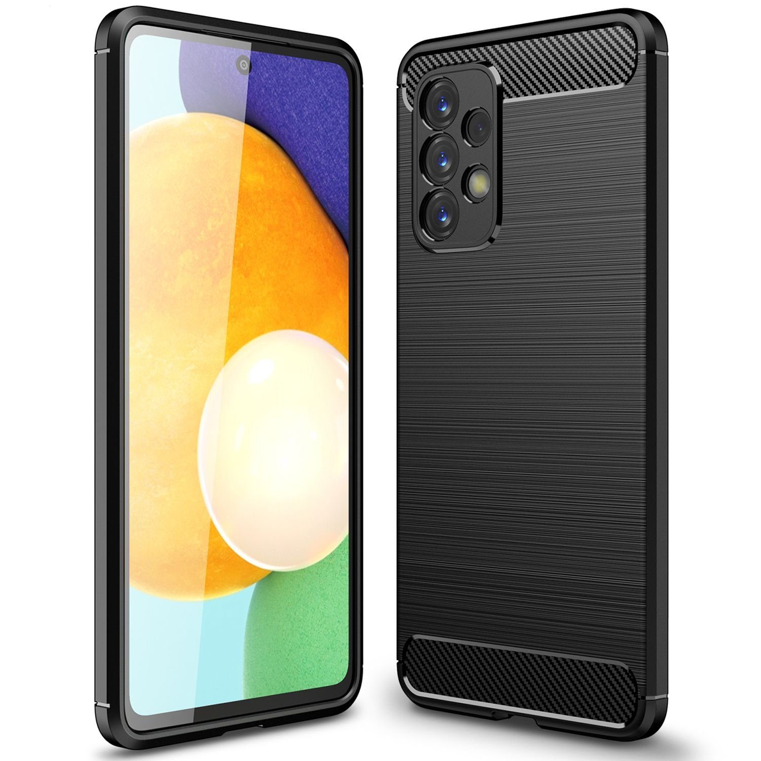 Nalia Smartphone-Hülle Samsung Galaxy A33, Carbon-Look Silikon Hülle / Matt Schwarz / Rutschfest / Karbon Optik