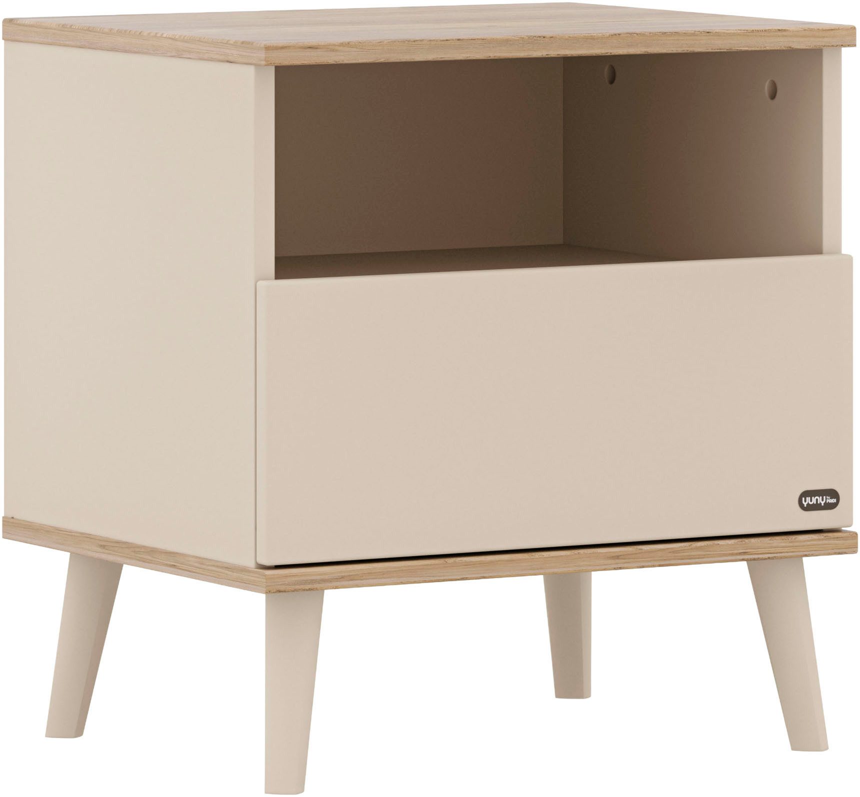 YUNY by PAIDI Nachtkommode HAZEL in Beige, Schublade mit Soft-Close, verschiedene Ausführungen (B/H/T ca. 48/45-52/40 cm), moderner und langlebiger Nachttisch aus Holz, geprüfte Qualität