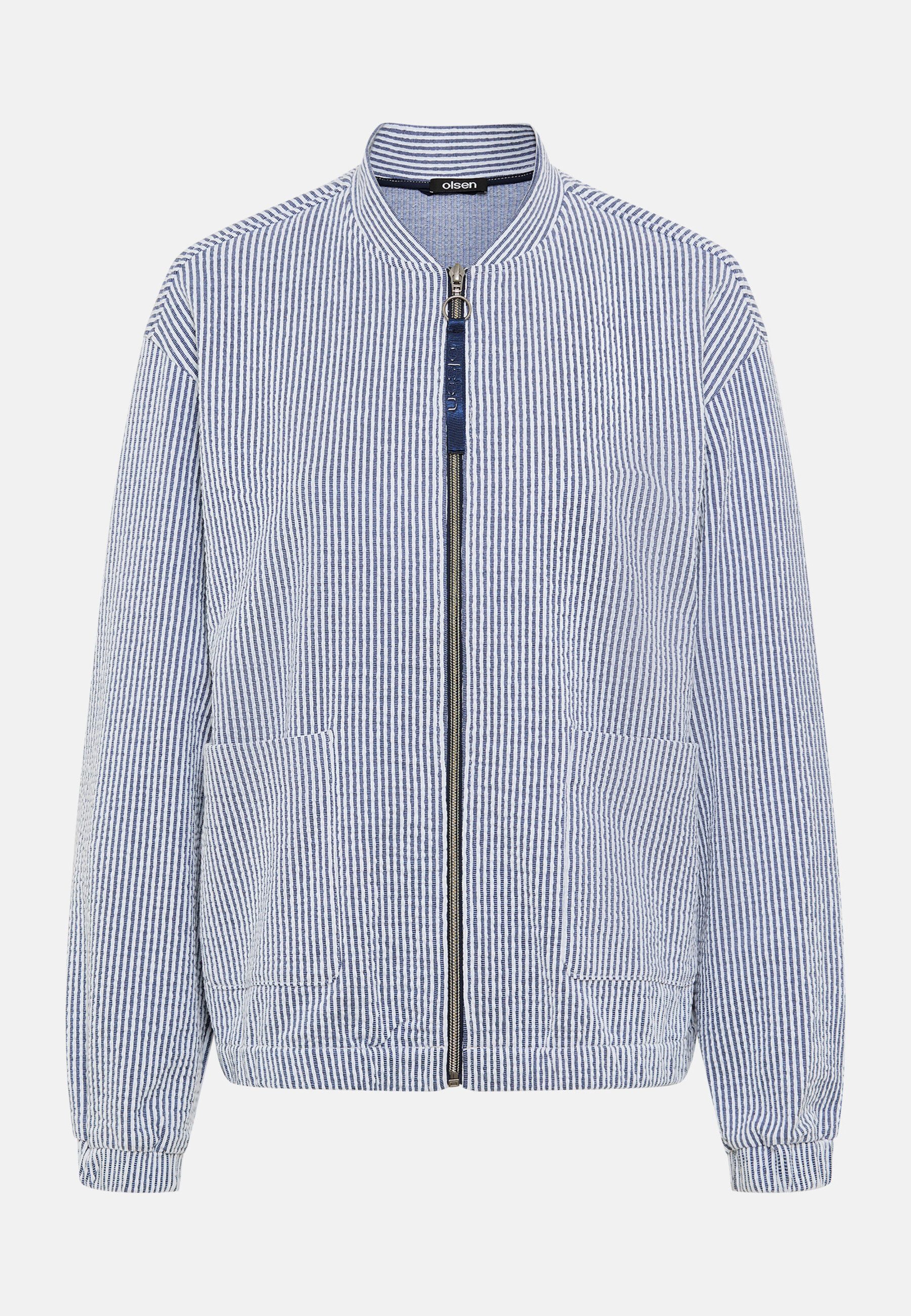 Olsen Kurzblazer Jacke mit Stehkragen und Reißverschluss