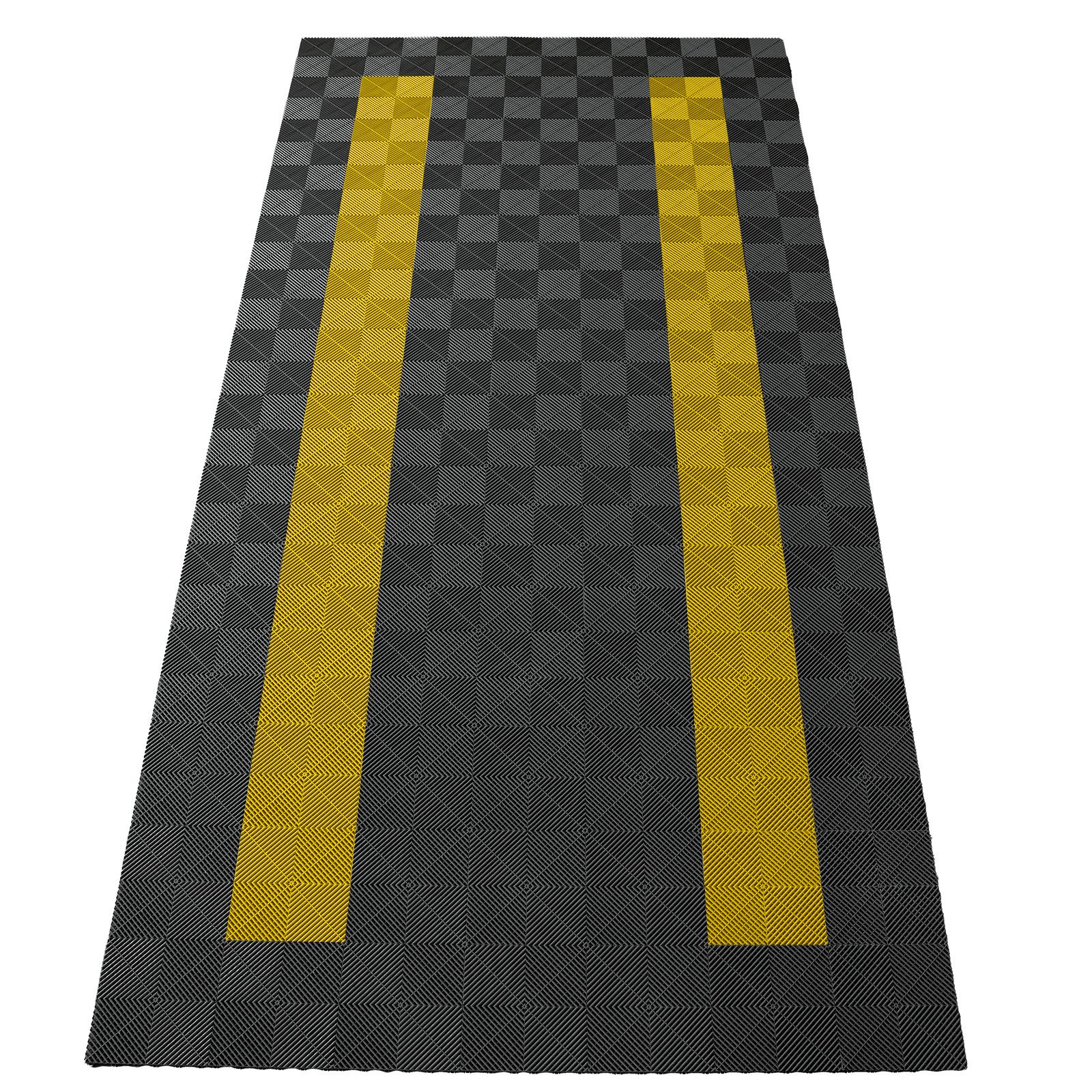 RAMROXX Klickfliesen Performance Bodenfliesen Garagenboden 2,8mx5,6m Grau Gelb Set4