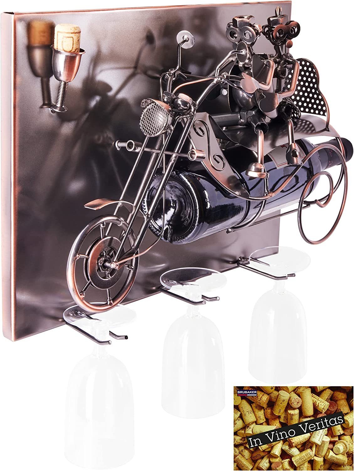 Weinflaschenhalter Paar auf einem Motorrad - Wall Art Bild