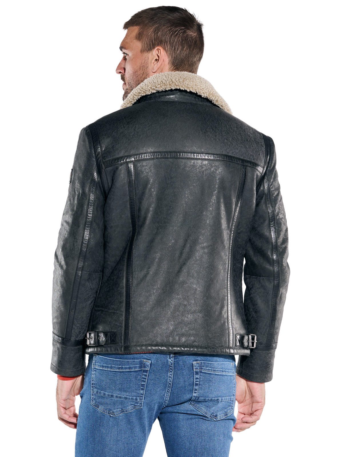 emilio adani Lederjacke emilio adani Herren Lederjacke mit Umlegekragen, An günstig online kaufen