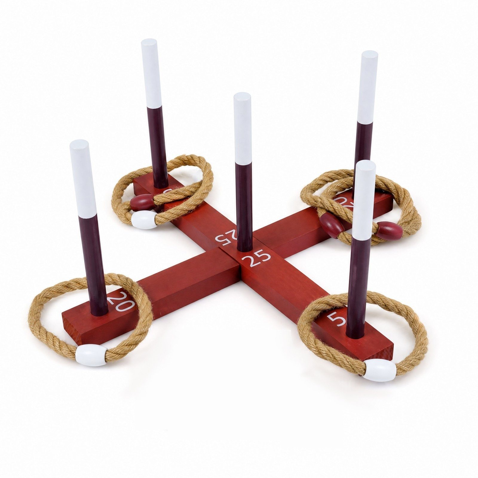KOMFOTTEU Spiel Ringwurfspiel aus Massivholz, Wurfspiel-Set für Innen und Außen