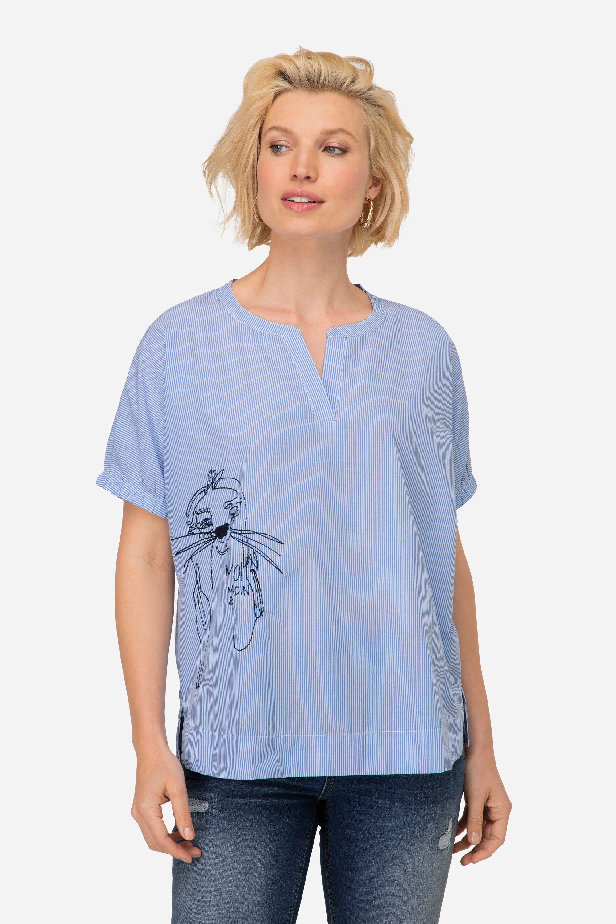 Laurasøn Druckbluse Streifenbluse oversized Robben Print günstig online kaufen