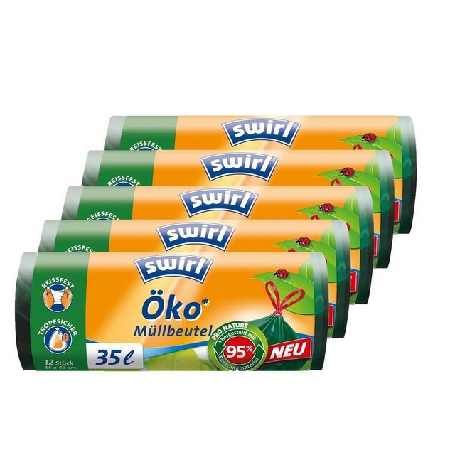 Swirl Müllbeutel Swirl Öko Müllbeutel 35L 12 stk./ Rolle mit Zugband (5er Pack)