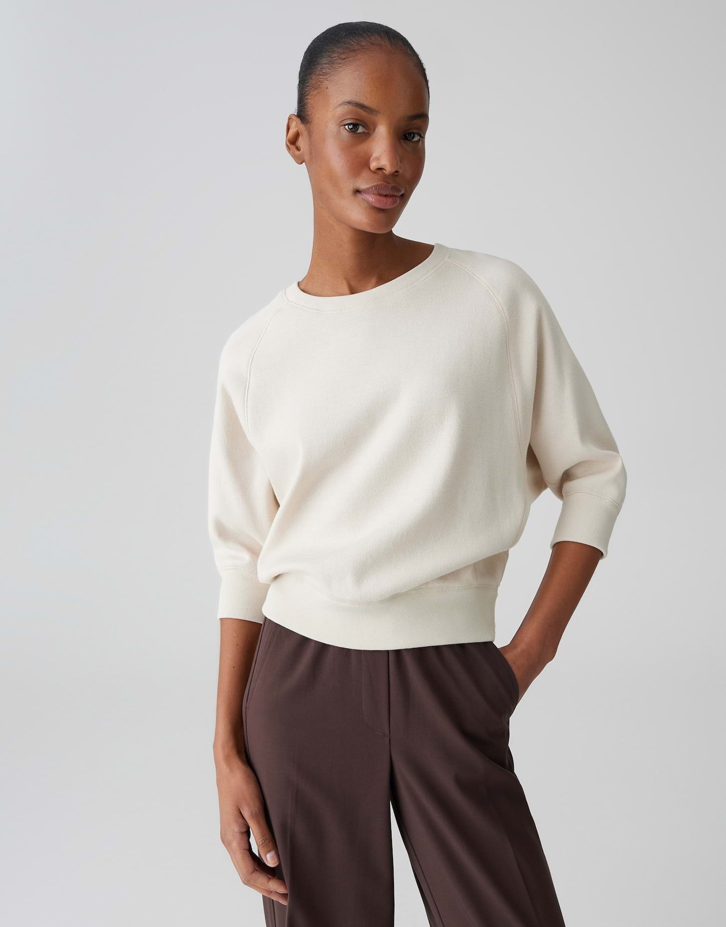 OPUS Sweatshirt Sweatshirt aus BCI Cotton mit weichem Griff Weite Passform, elastische Rippbündchen, Pull-on