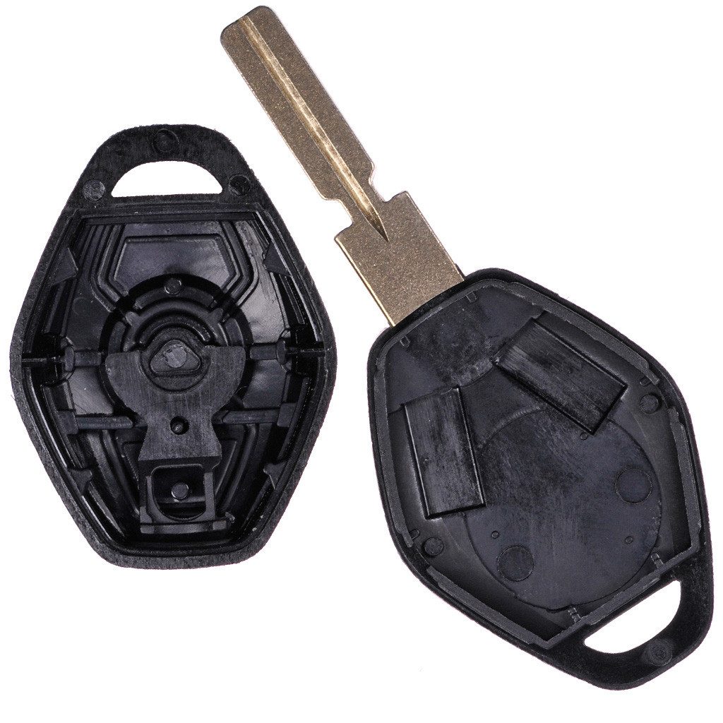 mt-key Auto Schlüssel Ersatz Gehäuse 3 Tasten + HU58 Rohling + LIR2025 Akku Knopfzelle, LIR2025 (3,6 V), für BMW E46 E83 E52 E85 E86 E39 E61 E60 E53 Funk Fernbedienung