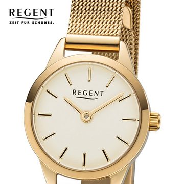 Regent Quarzuhr Regent Damen Uhr F-1166 Metall Quarz, (Analoguhr), Damen Armbanduhr rund, klein (ca. 18mm), Metallarmband