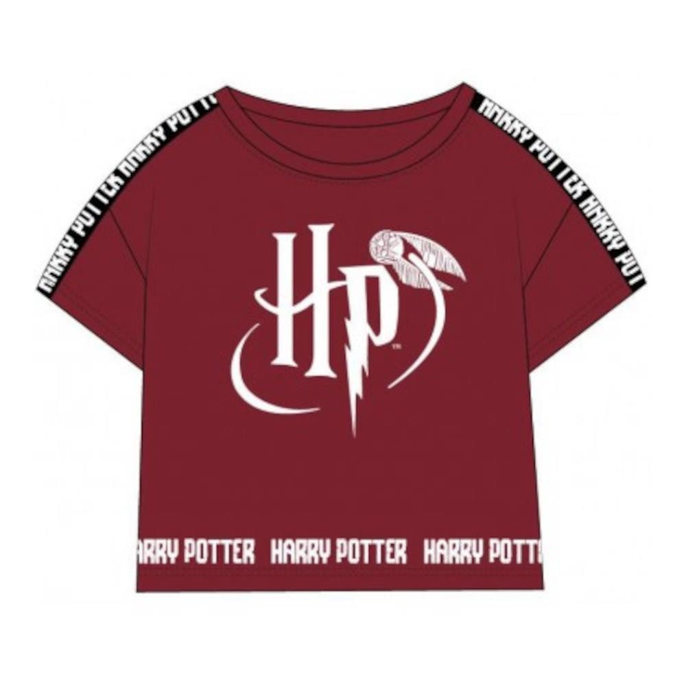 Harry Potter T-Shirt Crop-Top Mädchen, Weiß/Burgunder, 134–164, Harry Potter