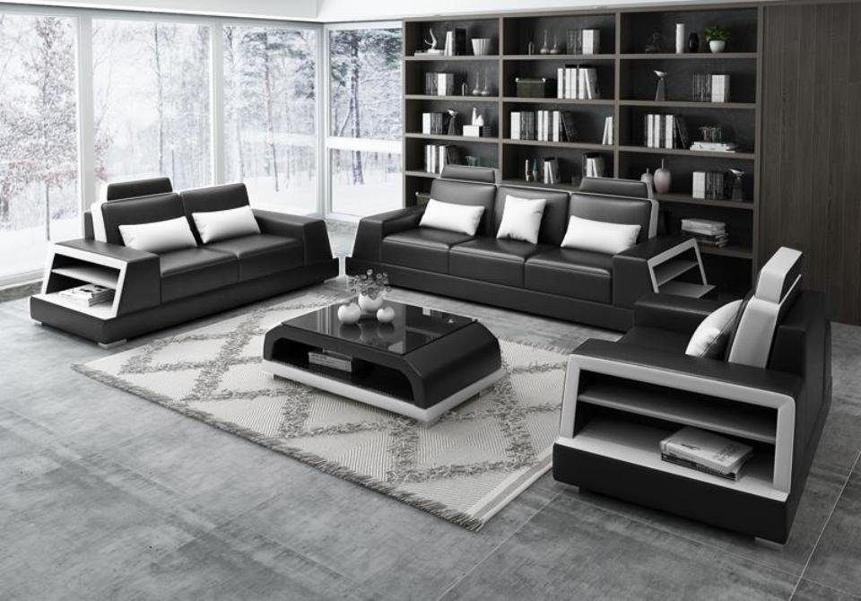 JVmoebel Sofa Moderne 3+2+1 Ledersofa Beige-braune Wohnlandschaft Neu, Made in Europe