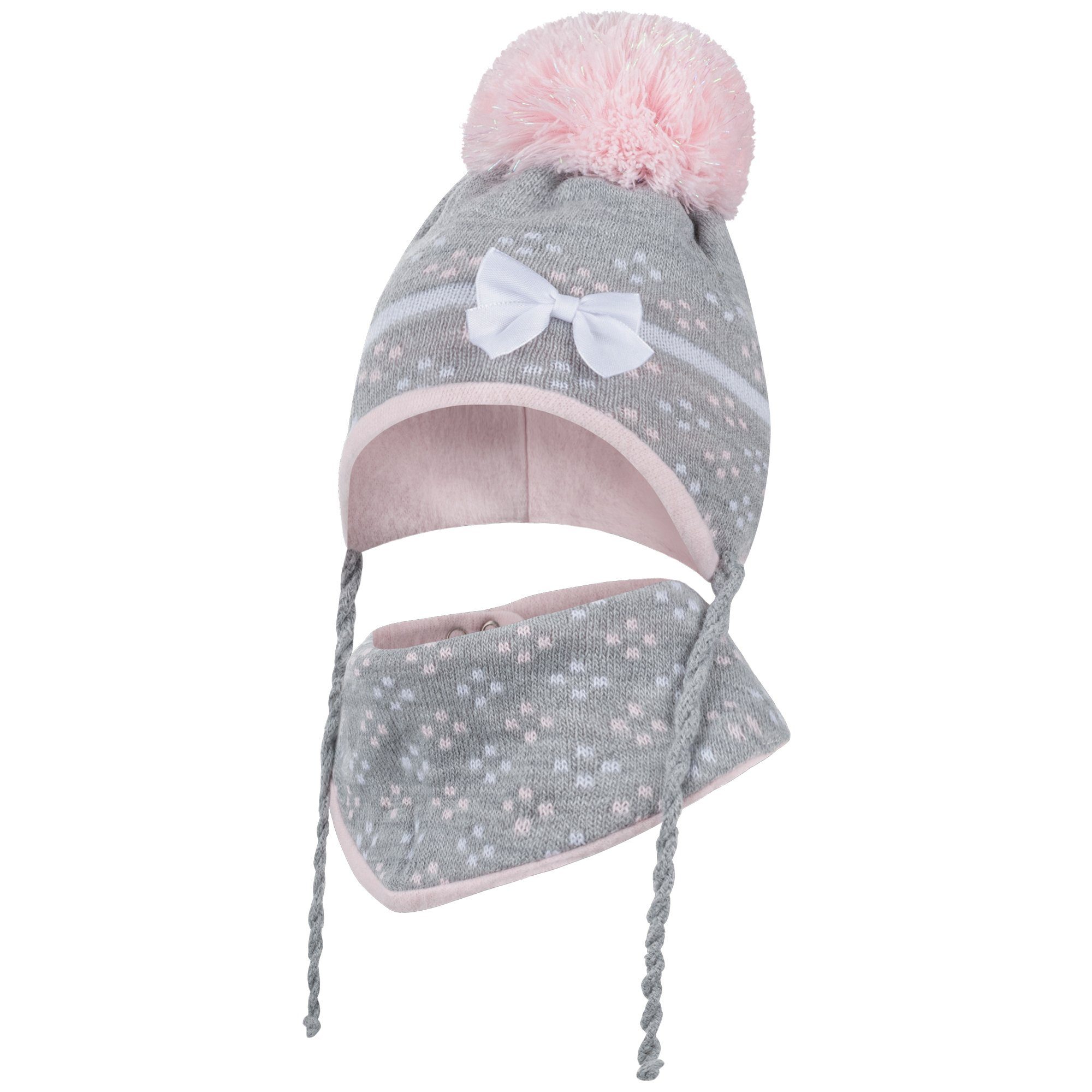 AJS Mütze & Schal Strickmütze Wintermütze Strickschal Dreiecktuch Winterset mit Baumwolle gefüttert