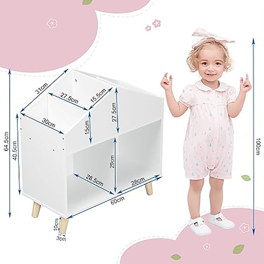 EUGAD Kinderregal, 1-tlg., Spielzeugregal mit 6 Fächern, aus MDF Massivholzbeinen
