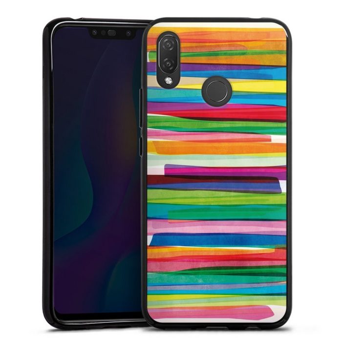 DeinDesign Handyhülle Streifen Wasserfarbe bunt Colorful Stripes1 Huawei P Smart Plus Silikon Hülle Bumper Case Handy Schutzhülle
